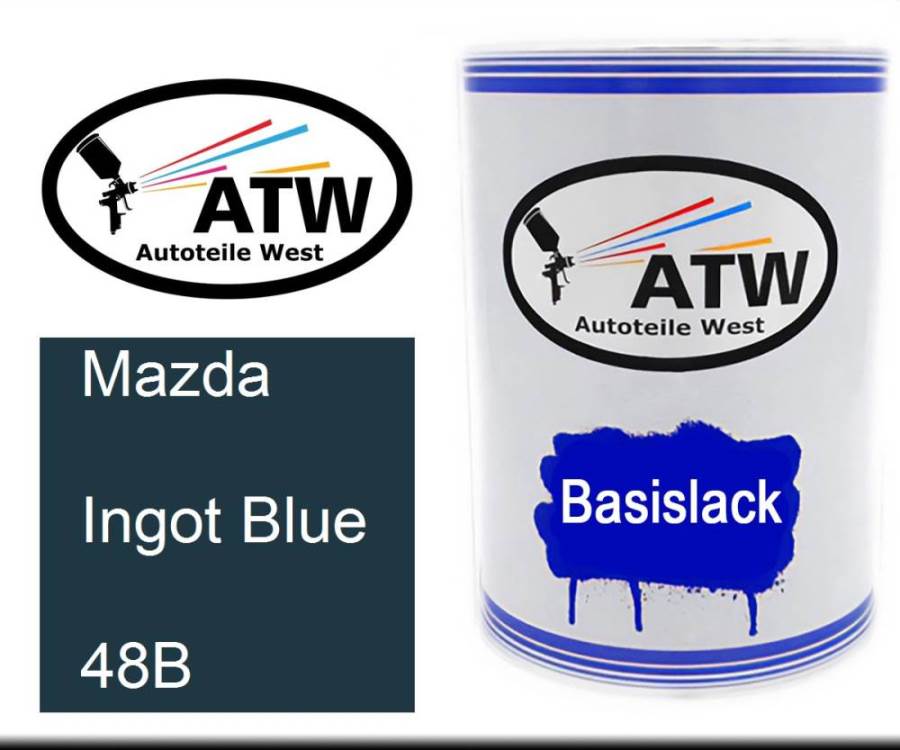 Mazda, Ingot Blue, 48B: 500ml Lackdose, von ATW Autoteile West.